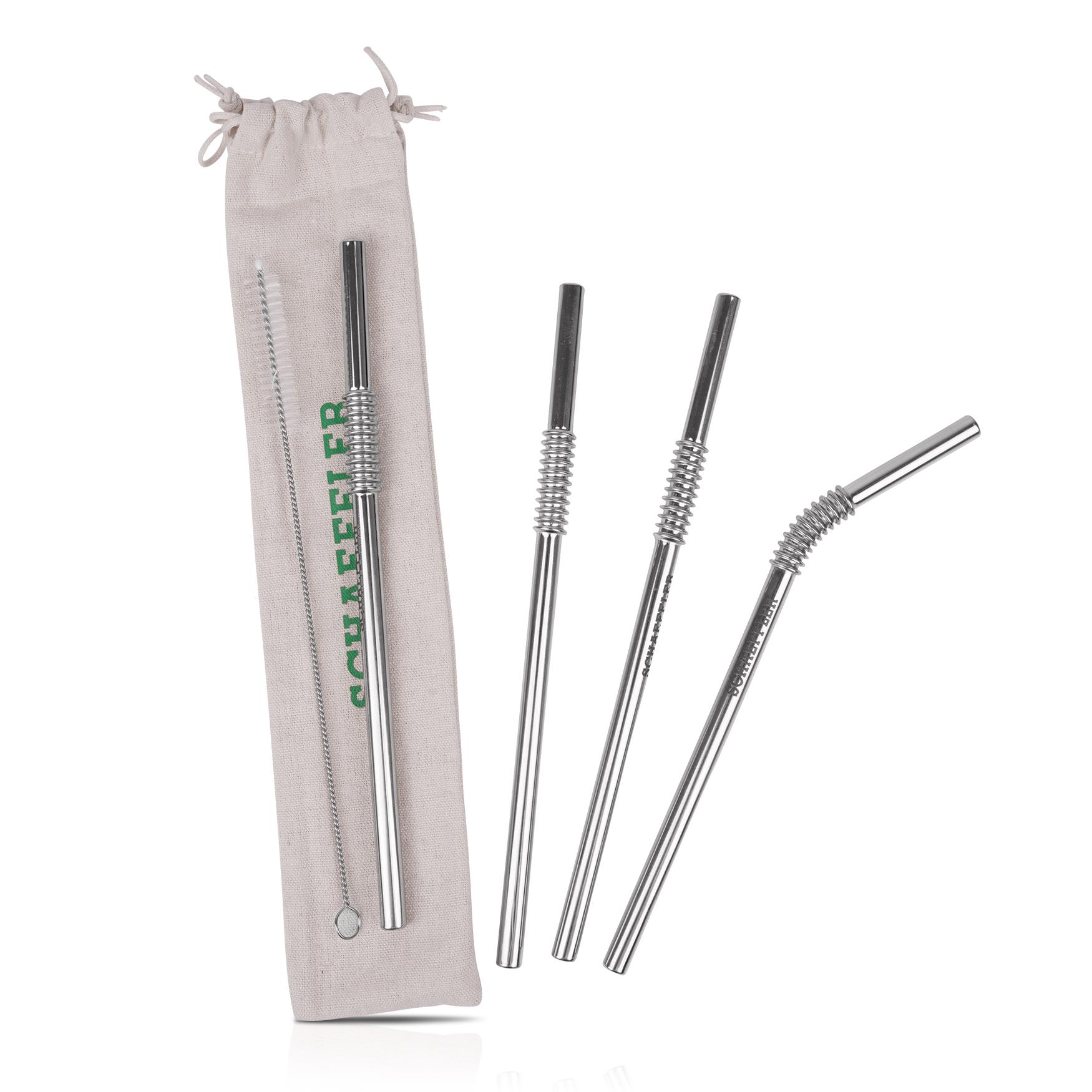 4er Set Biegsamer Edelstahltrinkhalm